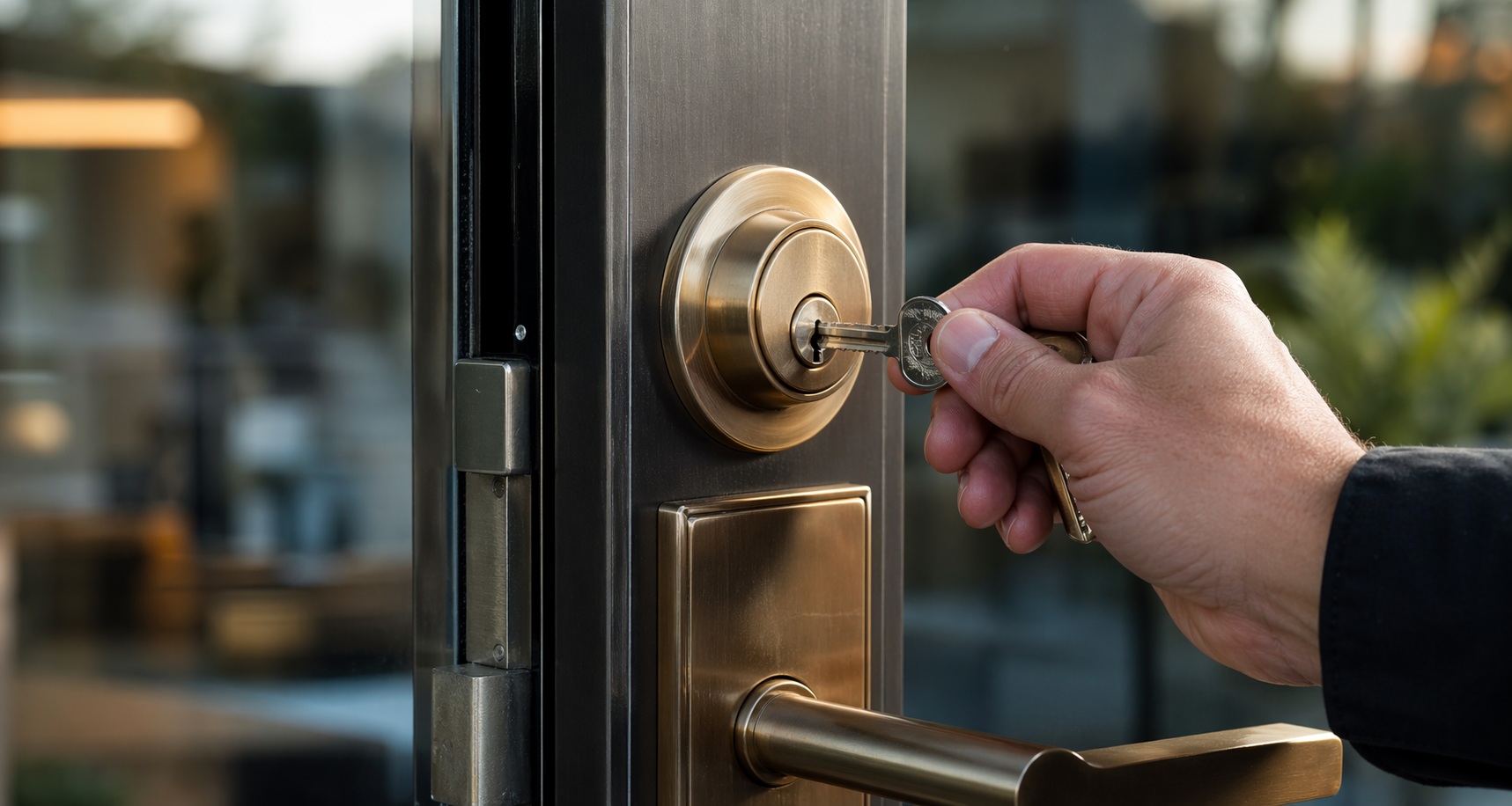 Close-up of a residential lock being rekeyed